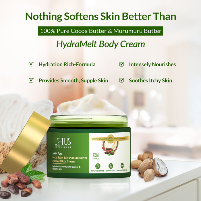 Lotus Botanicals 100% Pure Cocoa Butter & Murumuru Butter HydraMelt Body Cream | Grocsy