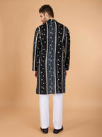 Vastranavya Black Exclusive Festival Wear Pure Viscose Rayon Sequence & Foil Mirror Heavy Embroidered Work Kurta | Grocsy