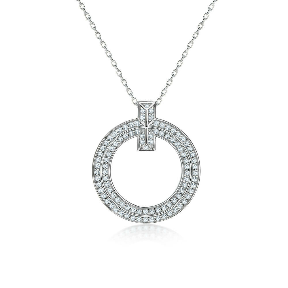 Cauer Elegant 14K White Gold Plated Moissanite Pendant Necklace | Grocsy