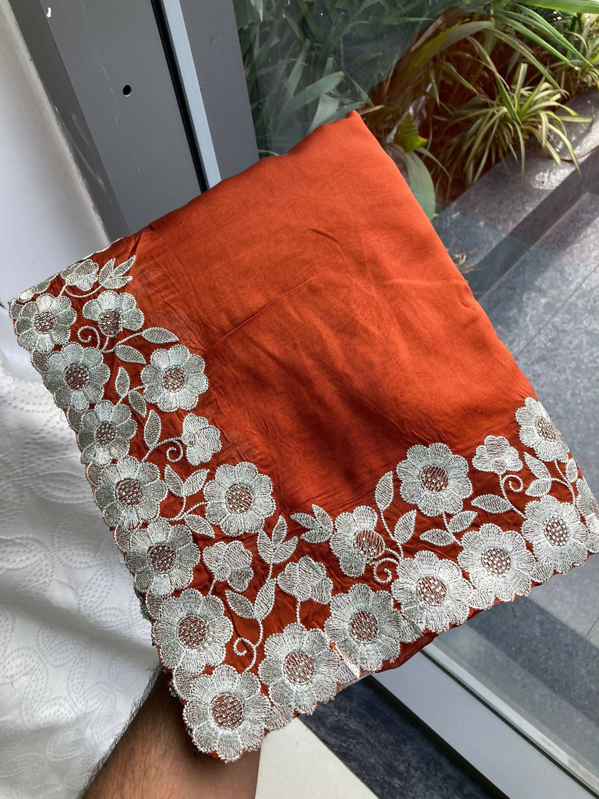 Teeya Creation New Trendy Stylish Party Wear Silk Saree-Orange | Grocsy