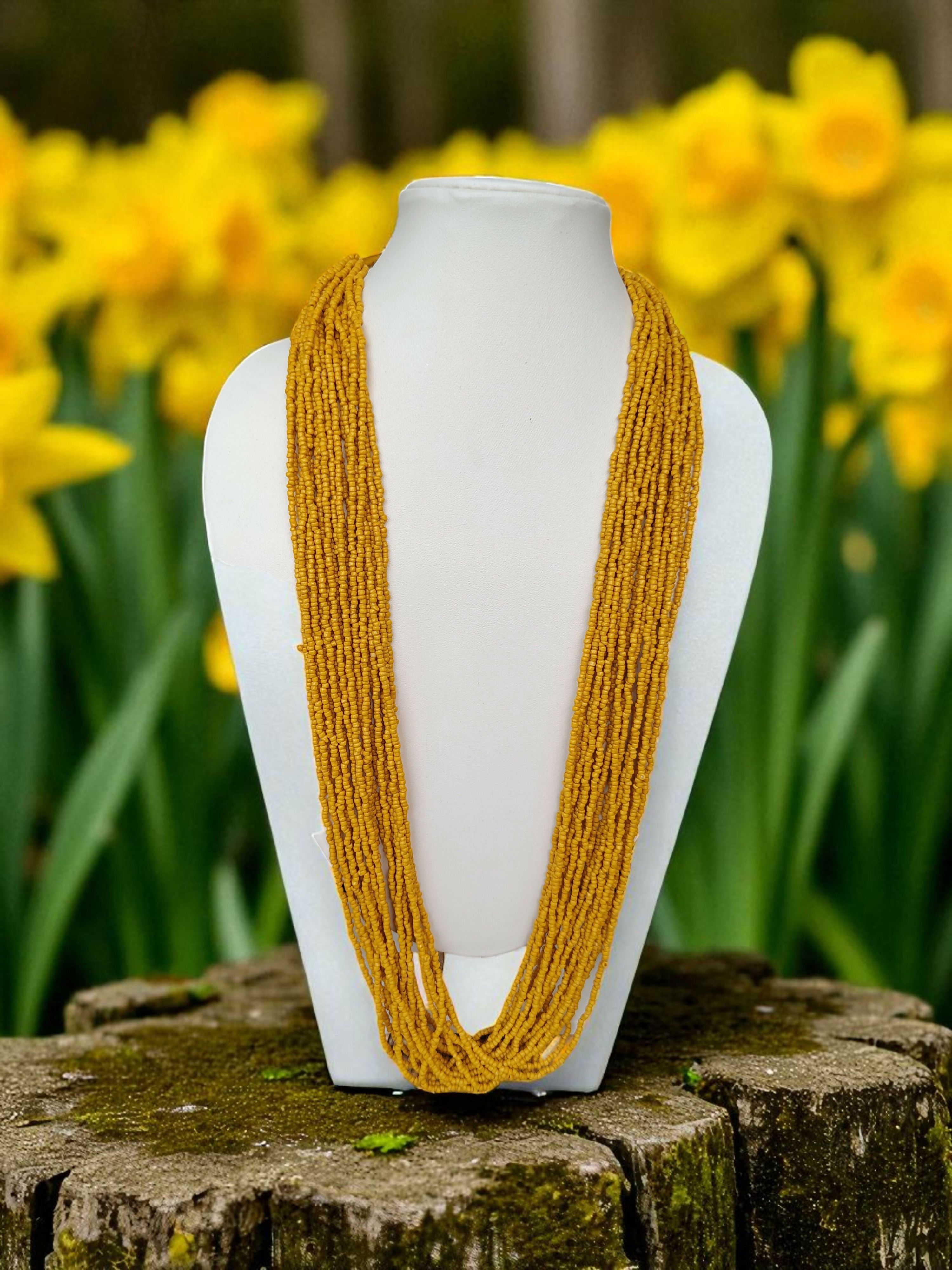 Inhanns Rangsaaz 20-Layer Luxe Long Beaded Only Necklace - Yellow Only Necklace | Grocsy