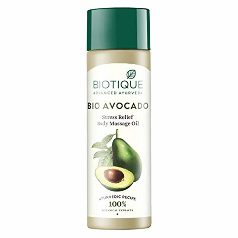 Biotique Advanced Ayurveda Bio Avocado Stress Relief Body Massage Oil | Grocsy