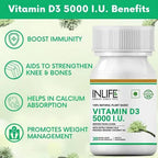 Inlife Vitamin D3 5000 IU Capsules Without Gelatin | Grocsy