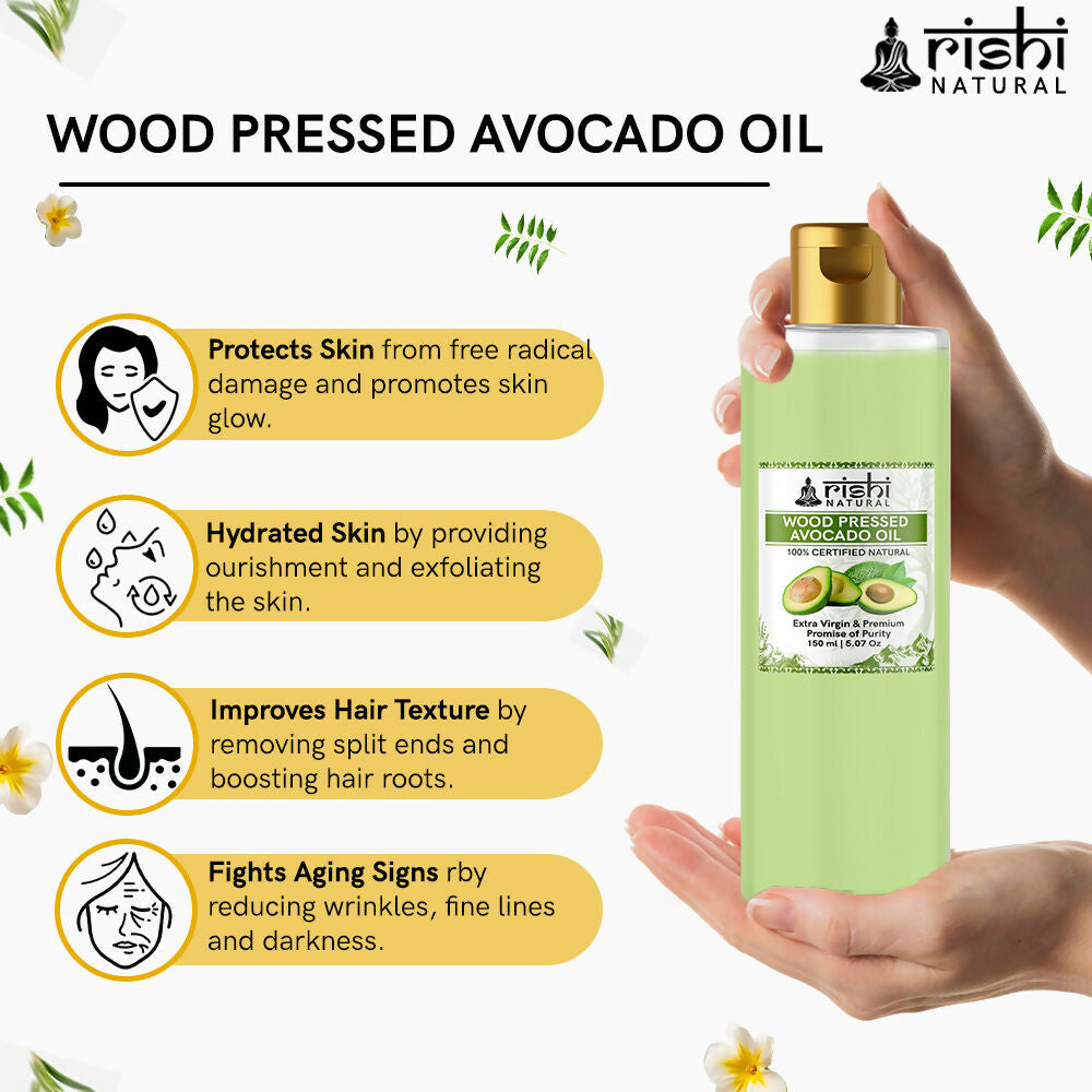 Rishi Natural Avocado Oil Wood Pressed 100% Pure Healthy skin And Hair | Grocsy