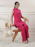 Joban Fashion Women's Fuchsia Cotton Co-Ord Set | Grocsy