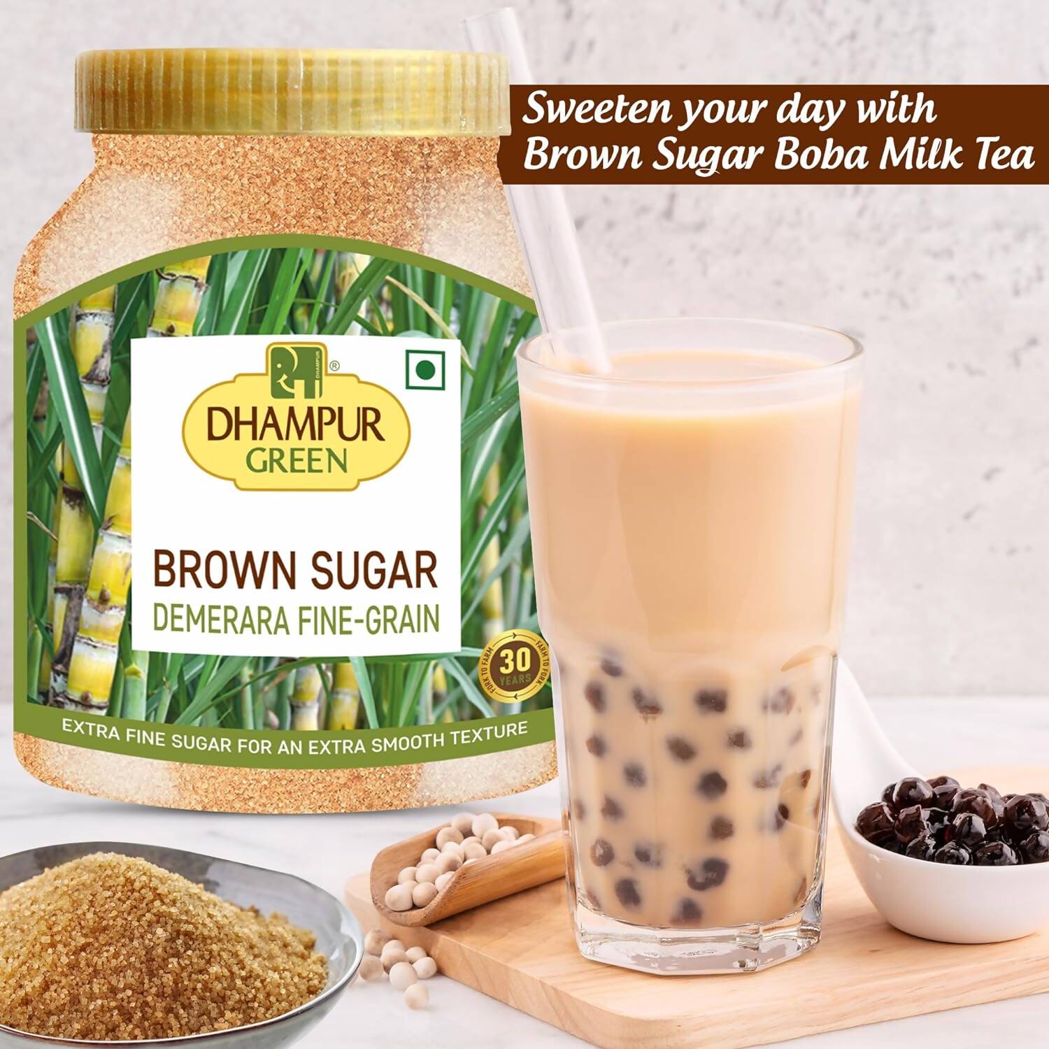 Dhampur Green Demerara Brown Sugar (Fine Grain) | Grocsy