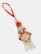 NVR Women & Men Set of 2 White Pearl Bhaiya Bhabhi Rakhi With Roli Chawal | Grocsy