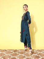 Sangria Women Floral Embroidered Regular Kurta with Trousers & With Dupatta | Grocsy
