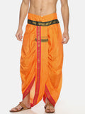 Sethukrishna Men Orange Solid Readymade Dhoti Pant | Grocsy