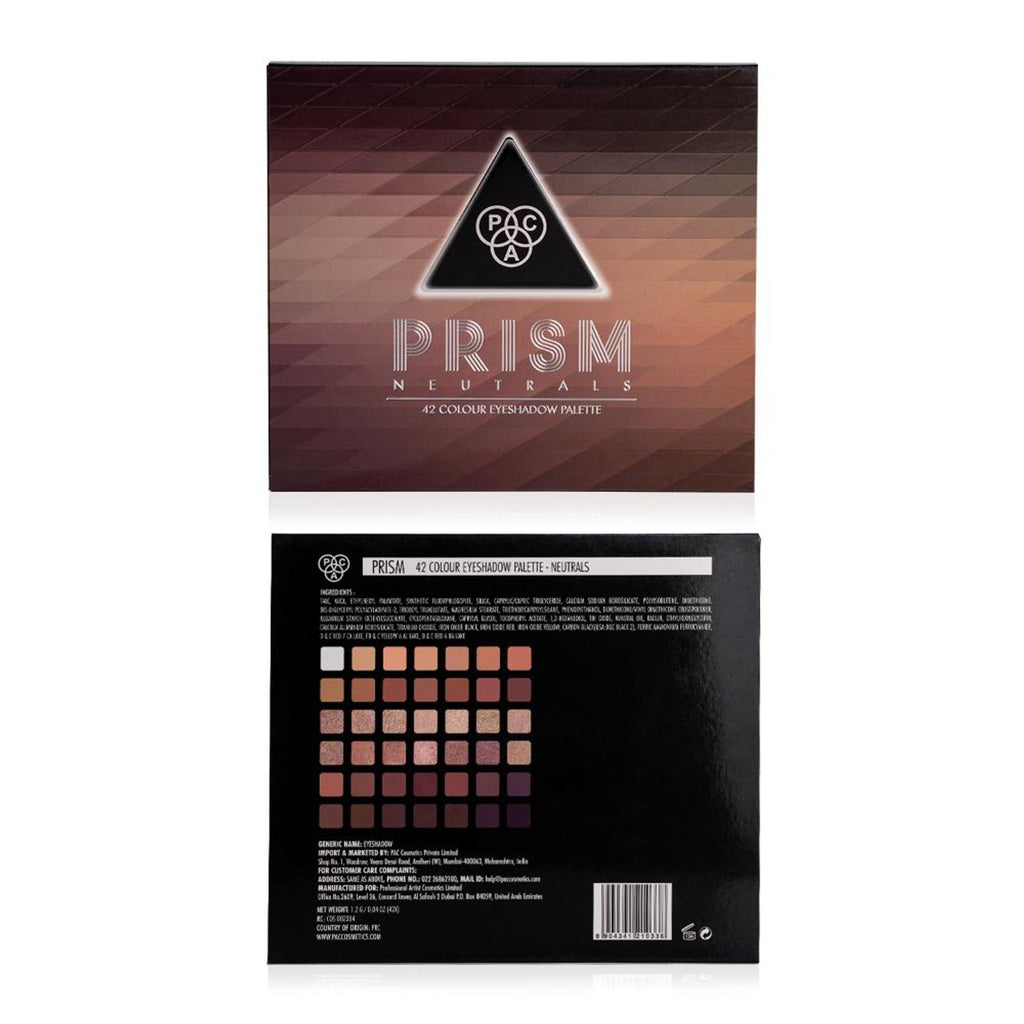 PAC Studio Prism Eyeshadow Palette X42 Neutrals - High Impact Mattes Pearls & Shimmers, Blendable Formula | Grocsy