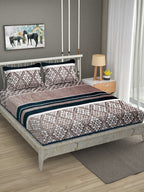 Stylespace by Isha Purple Ethnic Motifs Velvet 270 TC King Bedsheet with 2 Pillow Covers | Grocsy