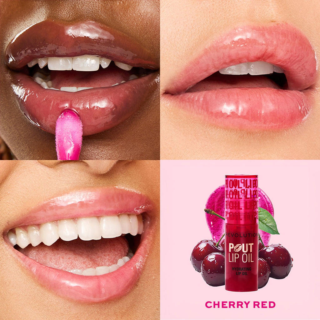 Makeup Revolution Pout Lip Oil - Cherry Red | Grocsy
