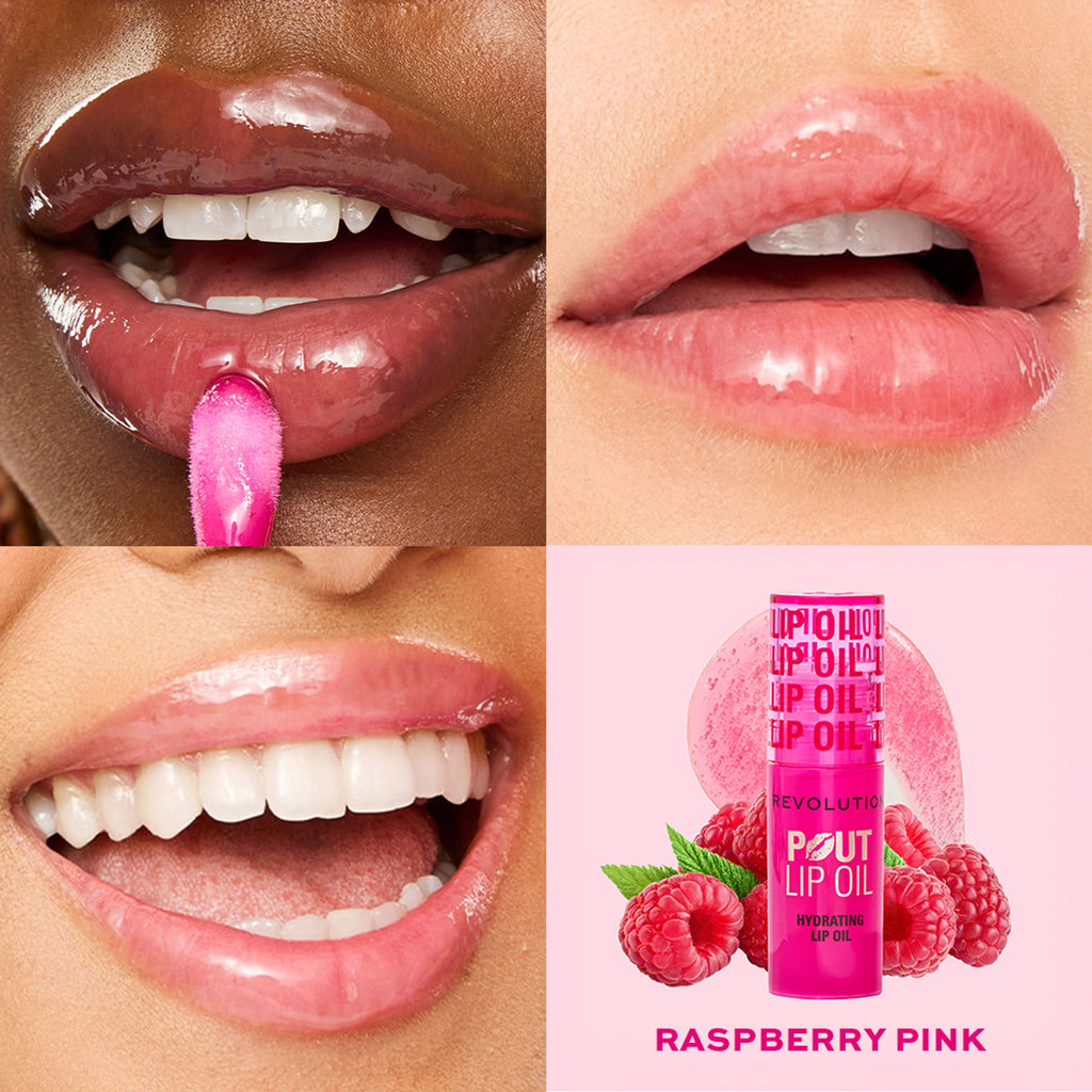 Makeup Revolution Pout Lip Oil - Raspberry Pink | Grocsy