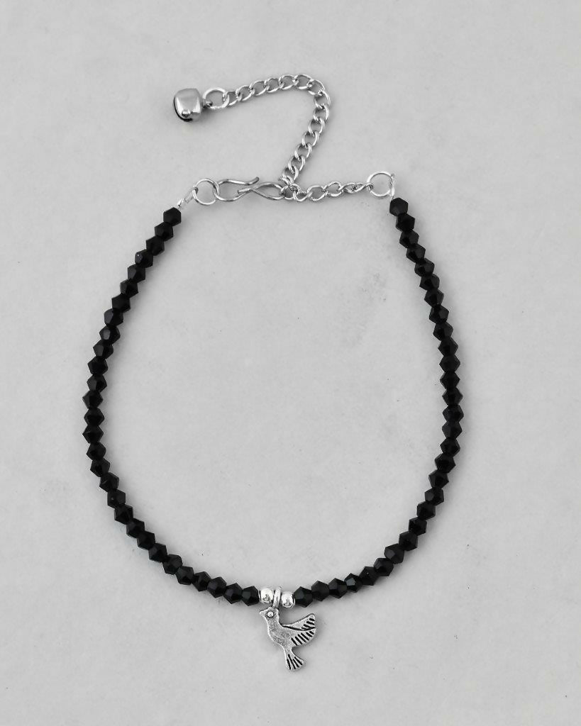 VOJ Set of 2 Bird Black Beads Anklet | Grocsy