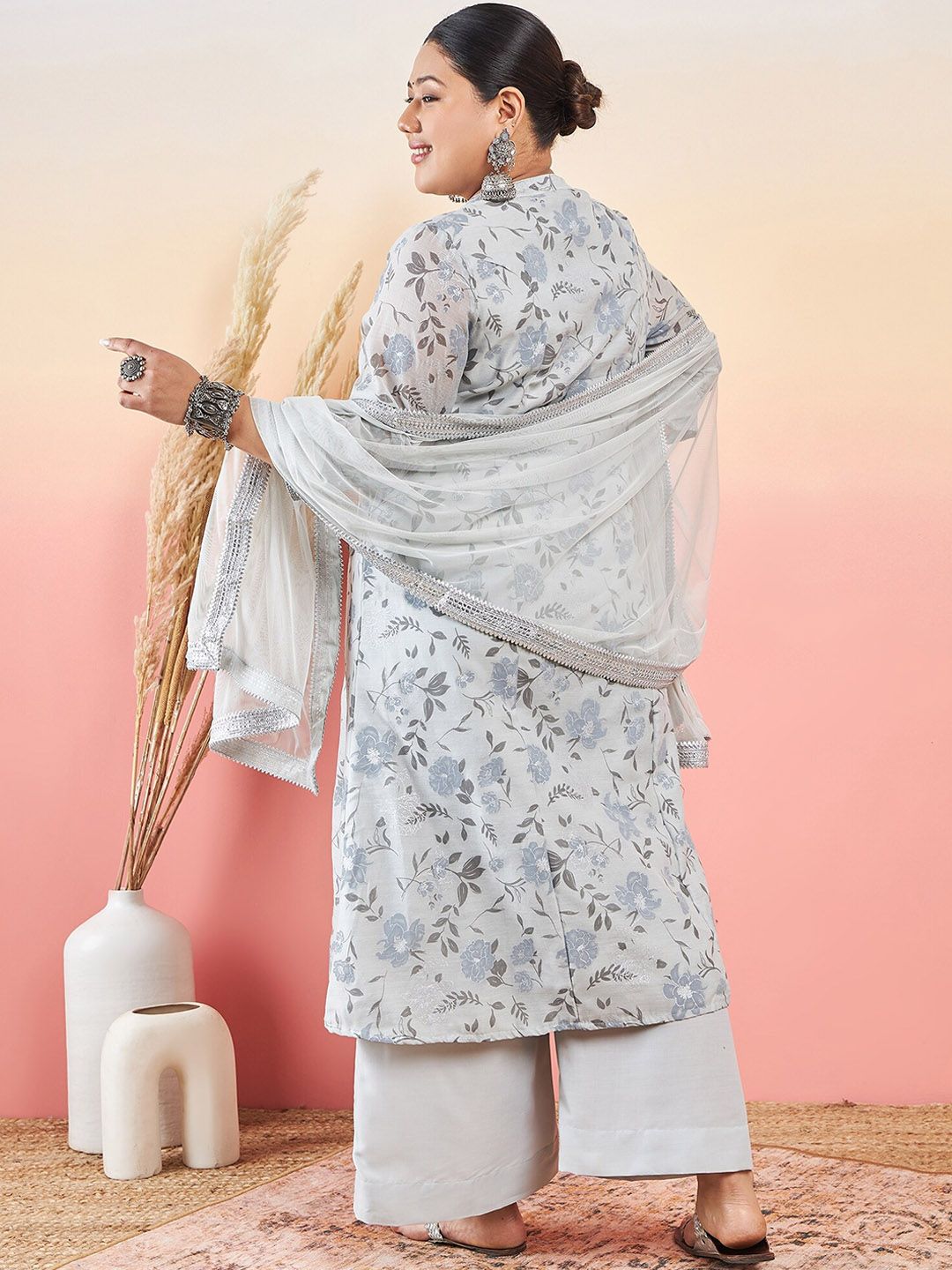 Sztori Women Floral Printed A-Line Kurta With Palazzo & Dupatta | Grocsy