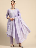 Sangria Women Floral Embroidered Pure Cotton Kurta with Trousers & With Dupatta | Grocsy