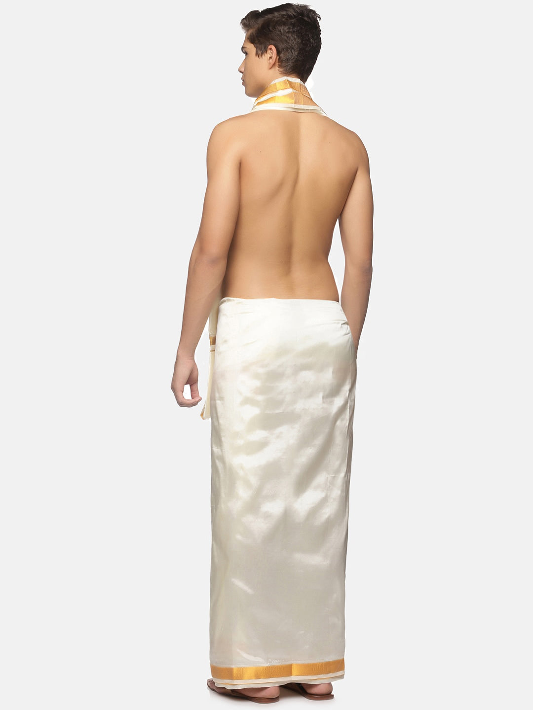 Sethukrishna Men Cream-Coloured Solid Dhotis | Grocsy