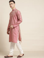Sojanya Ethnic Motif Woven Design Mandarin Collar Straight Kurta With Churidar | Grocsy