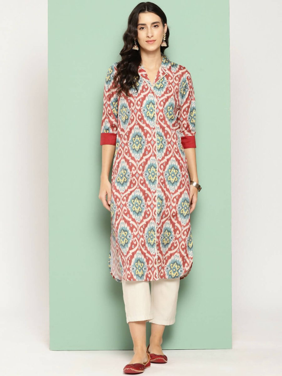 Ahalyaa Women's Traditional wear Kurta - Red | Grocsy