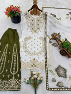 Teeya Creation Green Gimmy Silk Designer Embroidery Work Wedding Wear Palazzo Pair | Grocsy