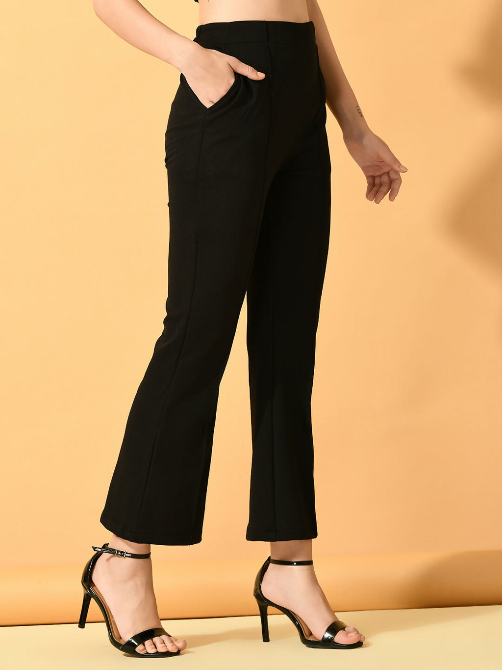 Myshka Women's Black Flared Party Trouser | Grocsy
