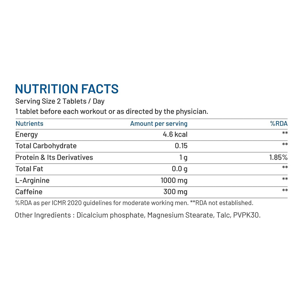 Bliss Welness L-Arginine Caffeine Tablets | Grocsy