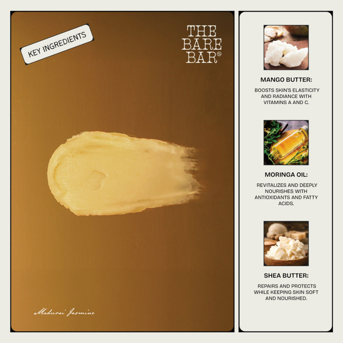 The Bare Bar Madurai Jasmine Body Butter - Floral Moisturizer For Smooth, Radiant Skin | Grocsy