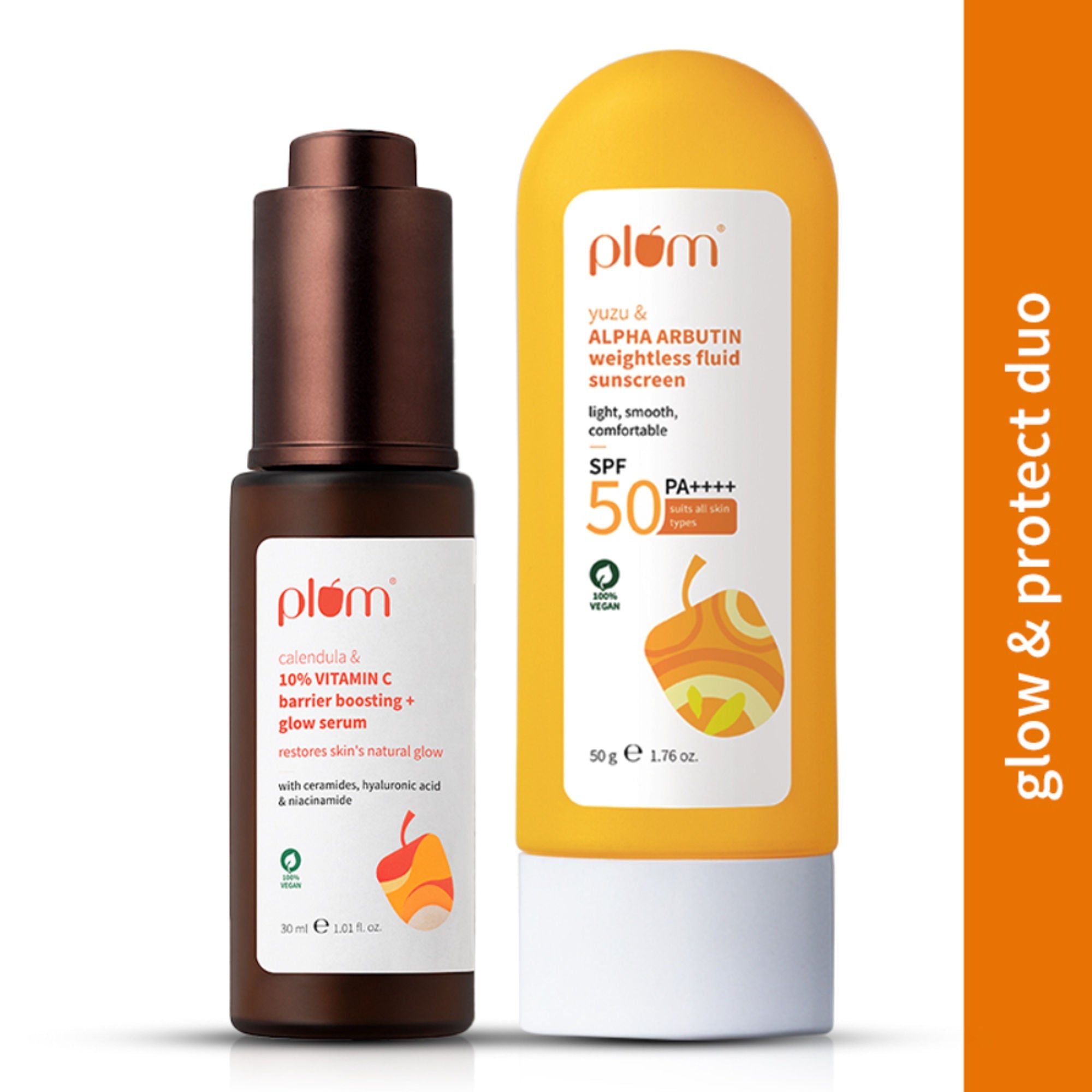 Plum Bestselling Vitamin C & Alpha Arbutin Sun Protect Duo - For Tan Protection & Glowing Skin | Grocsy
