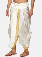 Sethukrishna Men Cream & Golden Solid Dhoti | Grocsy