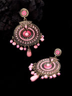 Shining Diva Pink Circular Drop Earrings | Grocsy