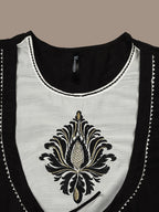 HERE&NOW Ethnic Motifs Embroidered Layered A-Line Cotton Kurta | Grocsy