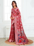 Shree Shyam Fashion Linen Cotton Rust Saree | Grocsy