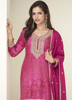 Vegaa Fashion Pink Chinon Silk Embroidered Designer Sharara Suit | Grocsy