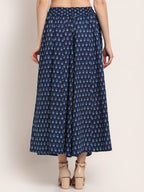TAG 7 Women Navy Blue Ethnic Motif Printed Cotton Palazzo | Grocsy