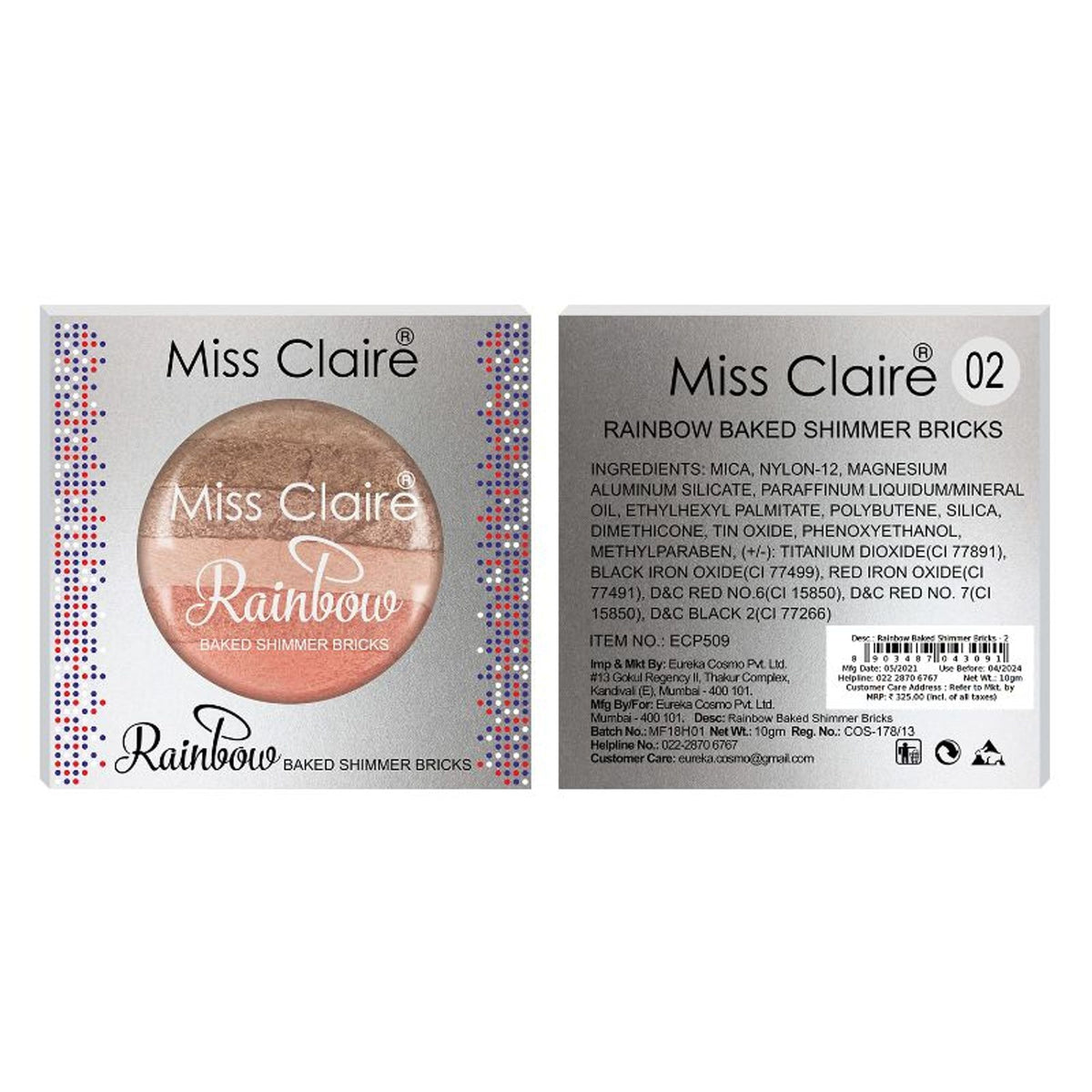 Miss Claire Rainbow Baked Shimmer Bricks - 2 | Grocsy