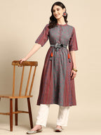 Sangria Ethnic Motifs Print Kurta | Grocsy