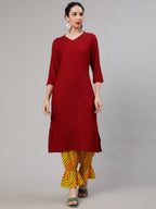 Aks Mandarin Collar Regular Kurta with Harem Pants | Grocsy