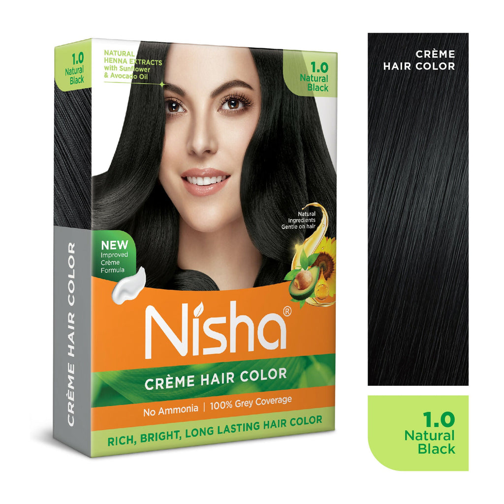 Nisha Creme Hair Color for Women - Natural Black | Grocsy