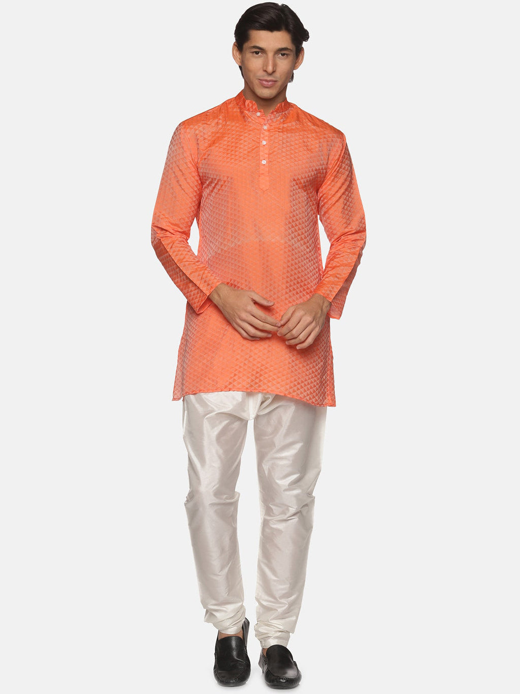 Sethukrishna Men Orange Kurta with Pyjamas | Grocsy