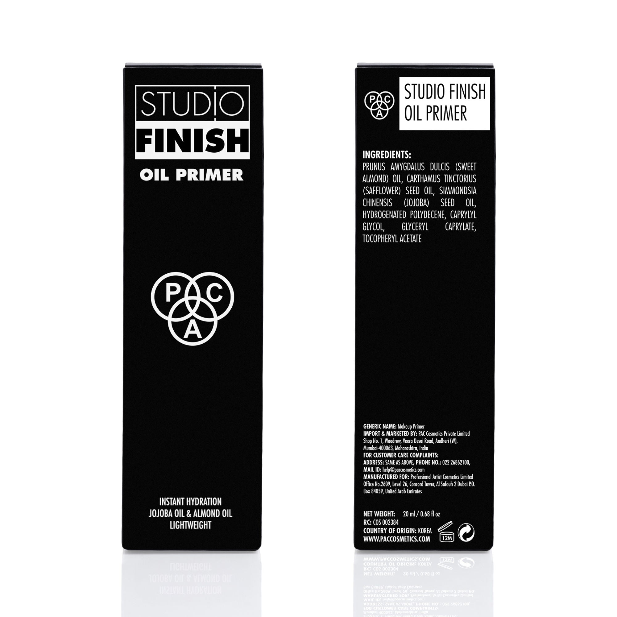 PAC Studio Finish Oil Primer For Dry Skin - UltraLight, Fast Absorbing, Jojoba Oil Hydrates Skin | Grocsy