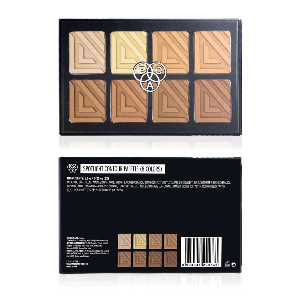 PAC Studio Spotlight Contour Palette X8 - All in One MUA Palette, High Payoff, Shades for every Skin Tone | Grocsy
