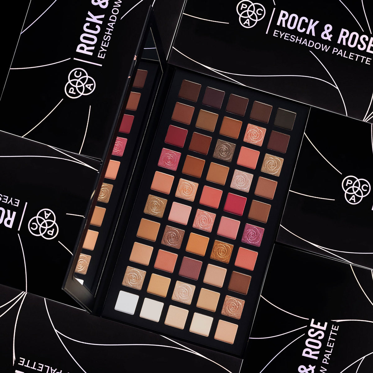 PAC Studio Rock & Rose Eyeshadow Palette - Blendable Mattes, Shimmers & Chromes, Perfect Transition Shades | Grocsy