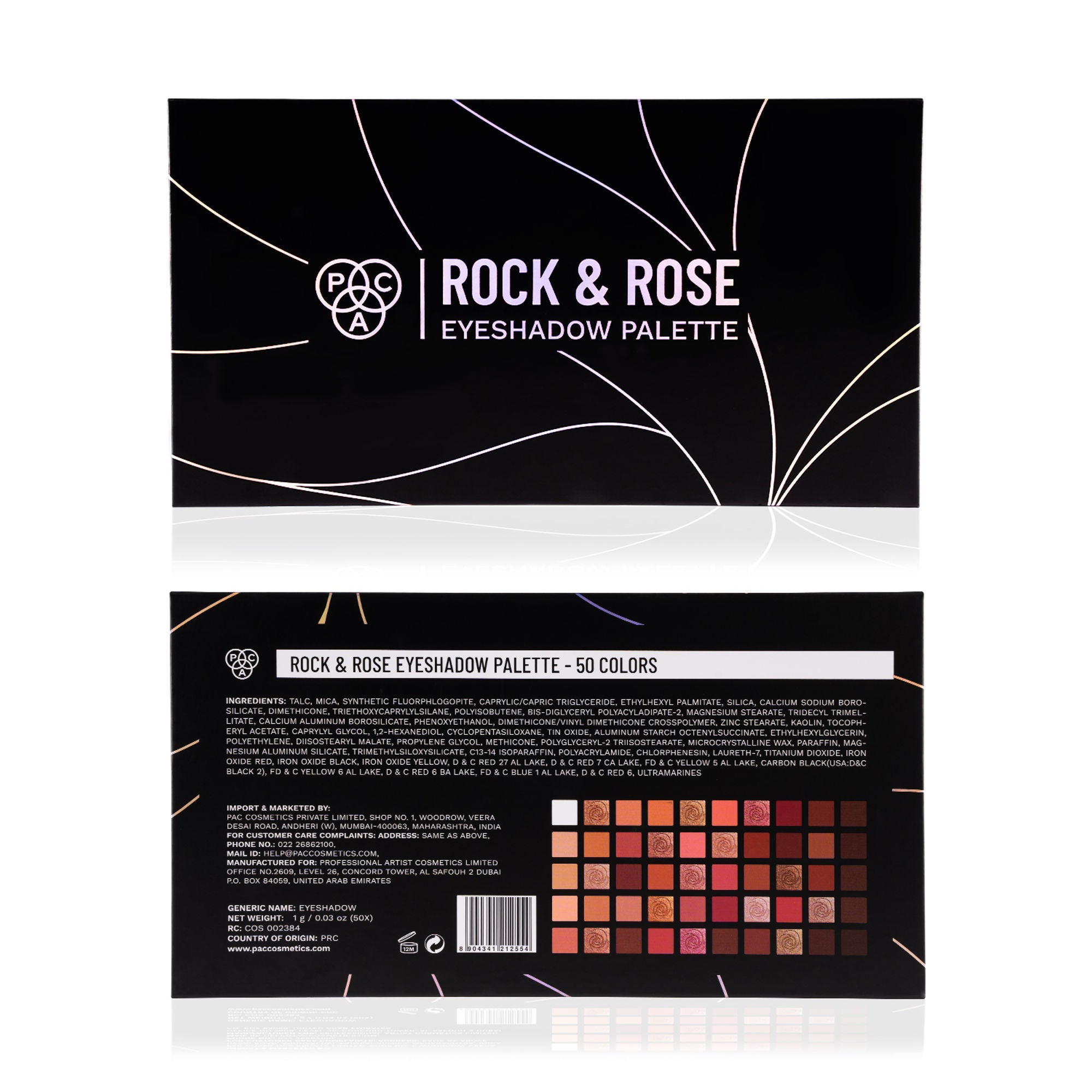 PAC Studio Rock & Rose Eyeshadow Palette - Blendable Mattes, Shimmers & Chromes, Perfect Transition Shades | Grocsy