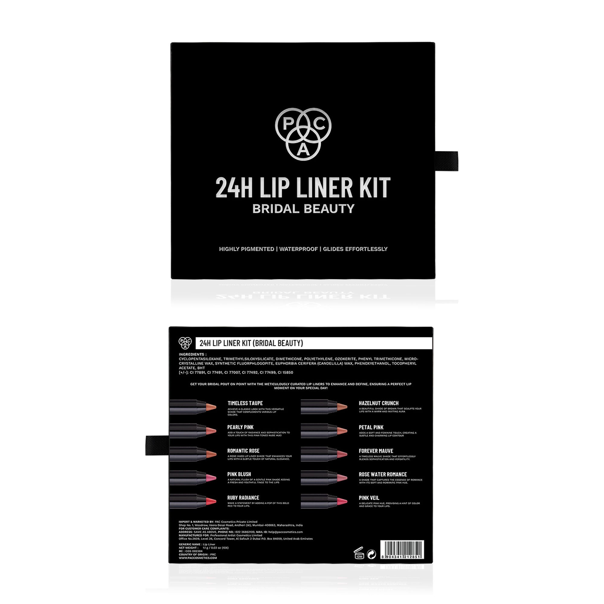 PAC Studio 24H Lip Liner Kit Bridal - 24H Comfortable Wear, Highly Pigmented, Waterproof & Smudgeproof | Grocsy