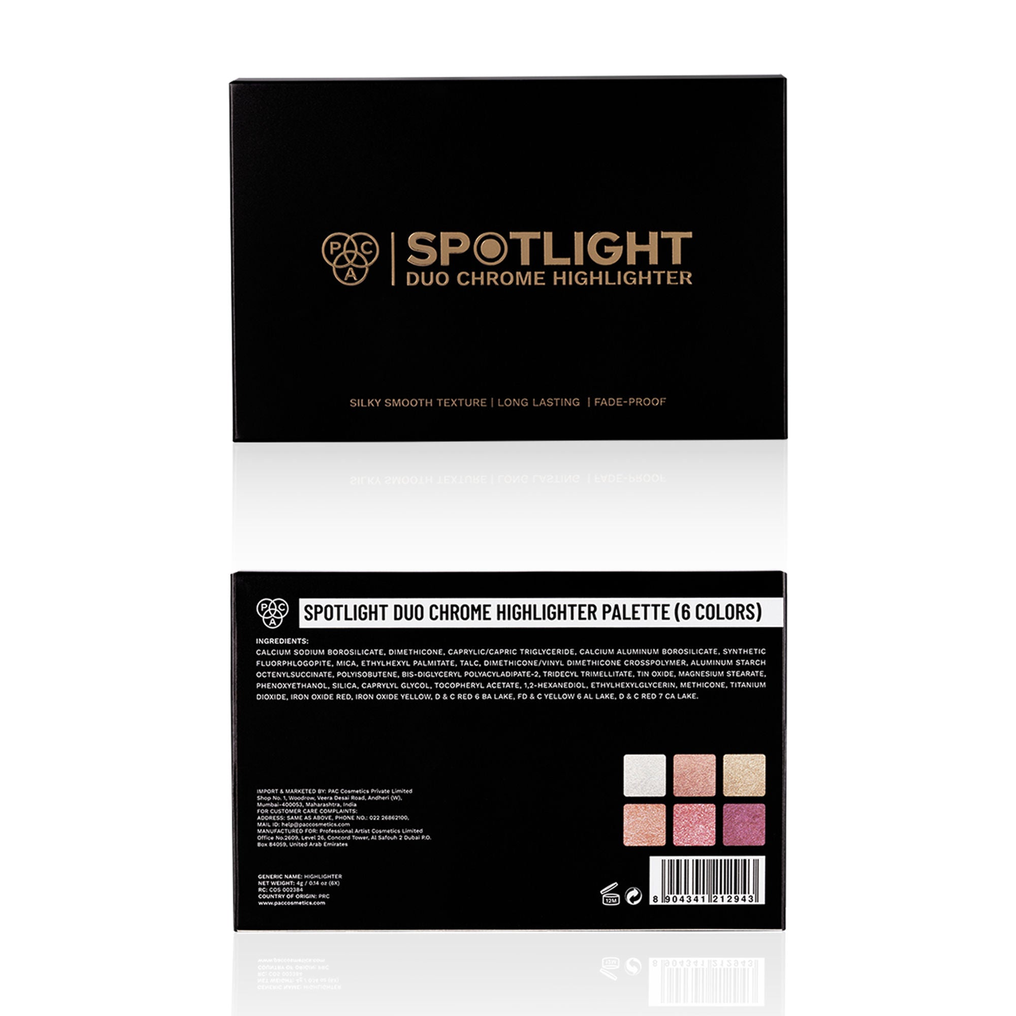 PAC Studio Spotlight Duo Chrome Highlighter Palette - Silky Smooth Blendable Multi Chromes, Intense Payoff | Grocsy