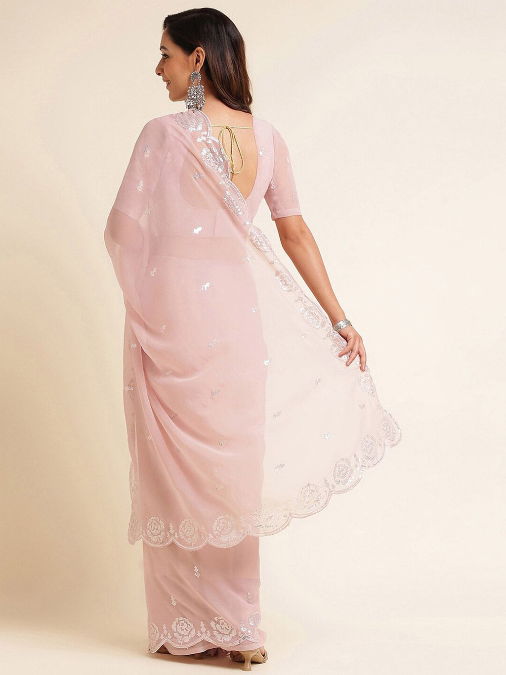 kasee Embellished Sequinned Poly Georgette Saree | Grocsy
