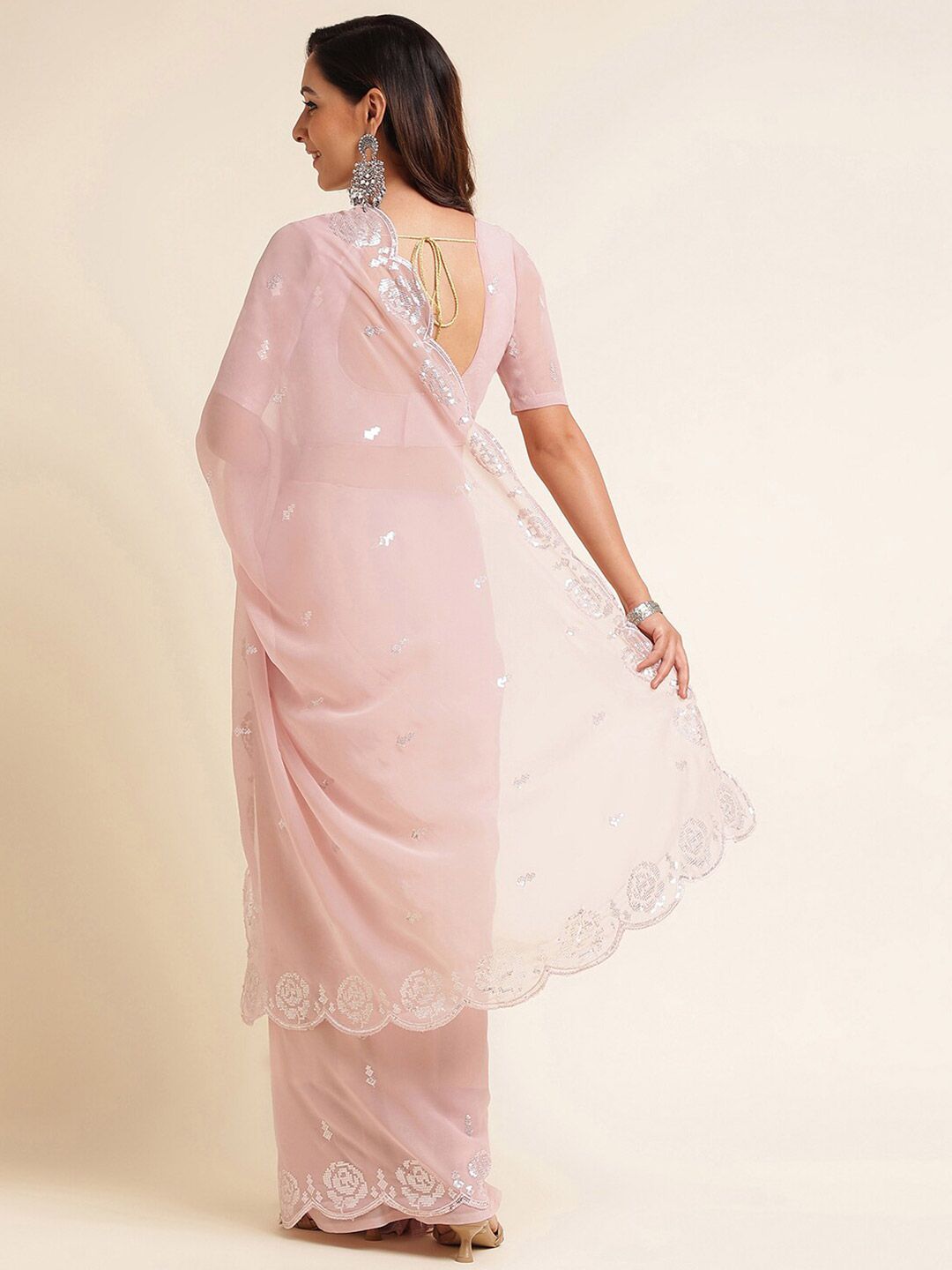 kasee Embellished Sequinned Poly Georgette Saree | Grocsy