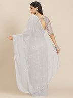 Tikhi Imli Grey Embroidered Mirror-Work Saree | Grocsy