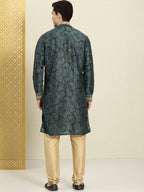 House of Pataudi Paisley Printed Rozana Kurta With Zari Detail | Grocsy