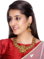 Aadita Women Gold-Toned & Plated Temple Choker Jewellery Set | Grocsy